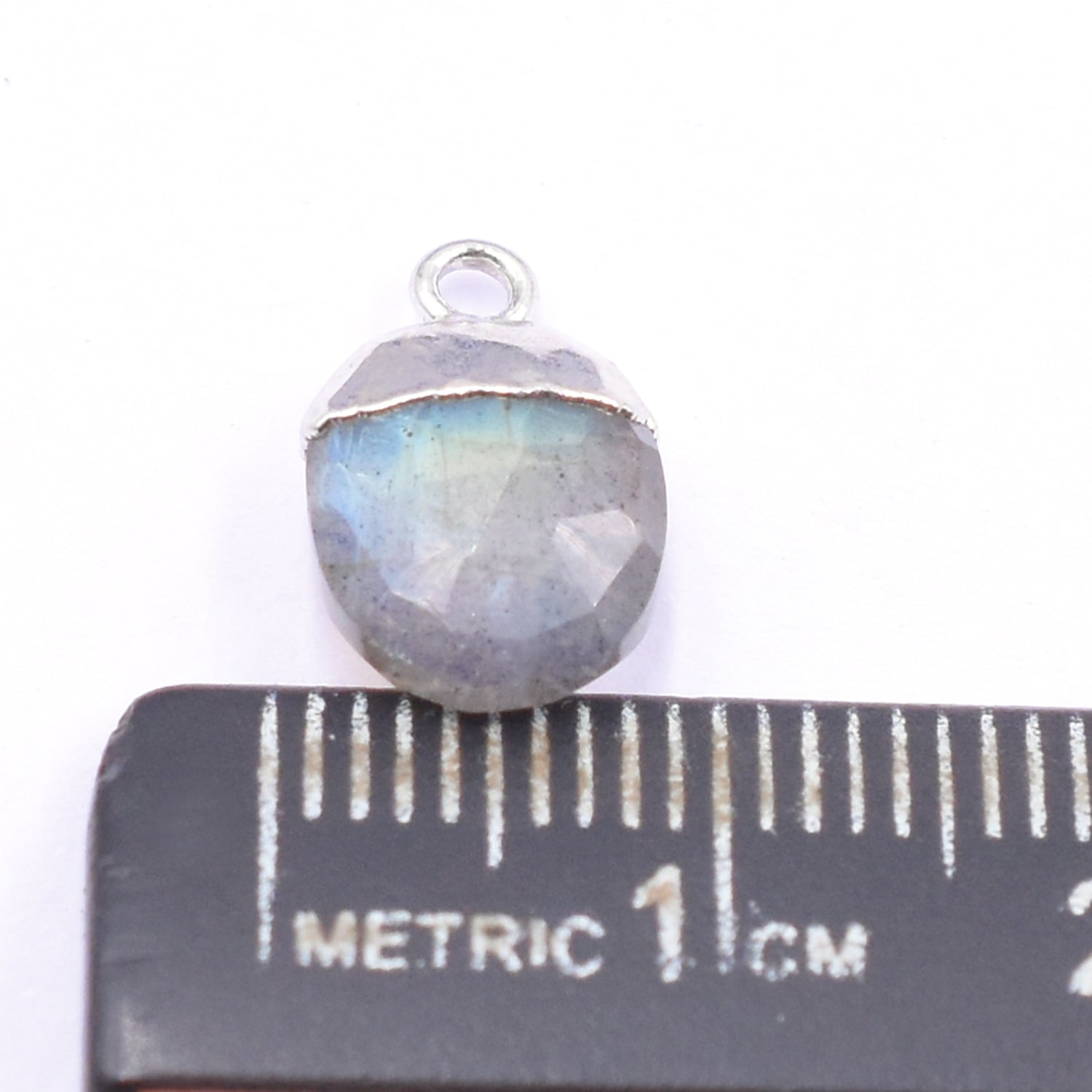 Labradorite 10X8 MM Oval Shape Rhodium Electroplated Pendant (Set Of 2 Pcs)