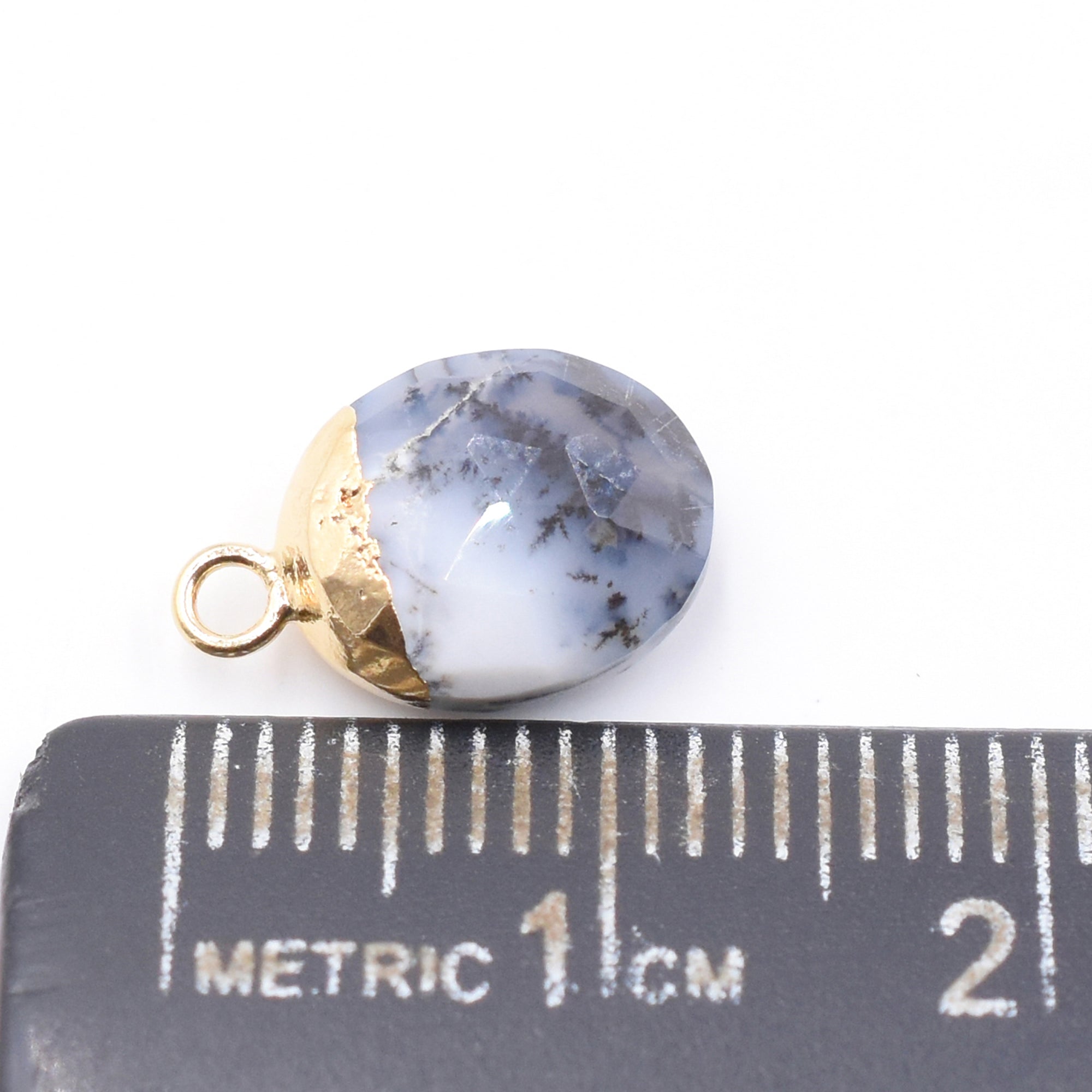 Dendritic Opal 10X8 MM Oval Shape Gold Electroplated Pendant (Set Of 2 Pcs)