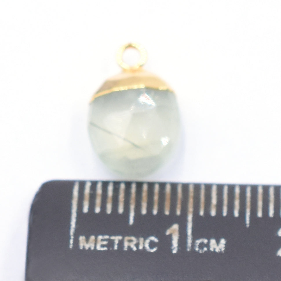 Prehnite 10X8 MM Oval Shape Gold Electroplated Pendant (Set Of 2 Pcs)