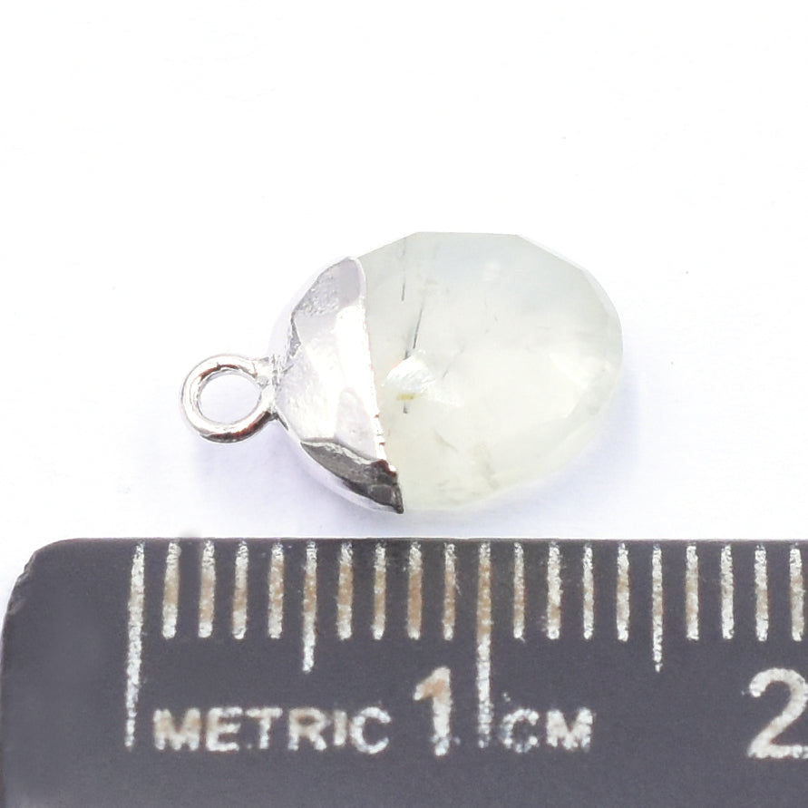 Prehnite Oval Shape 10 x 8 MM Silver Electroplated Pendant (Set Of 2 Pcs)