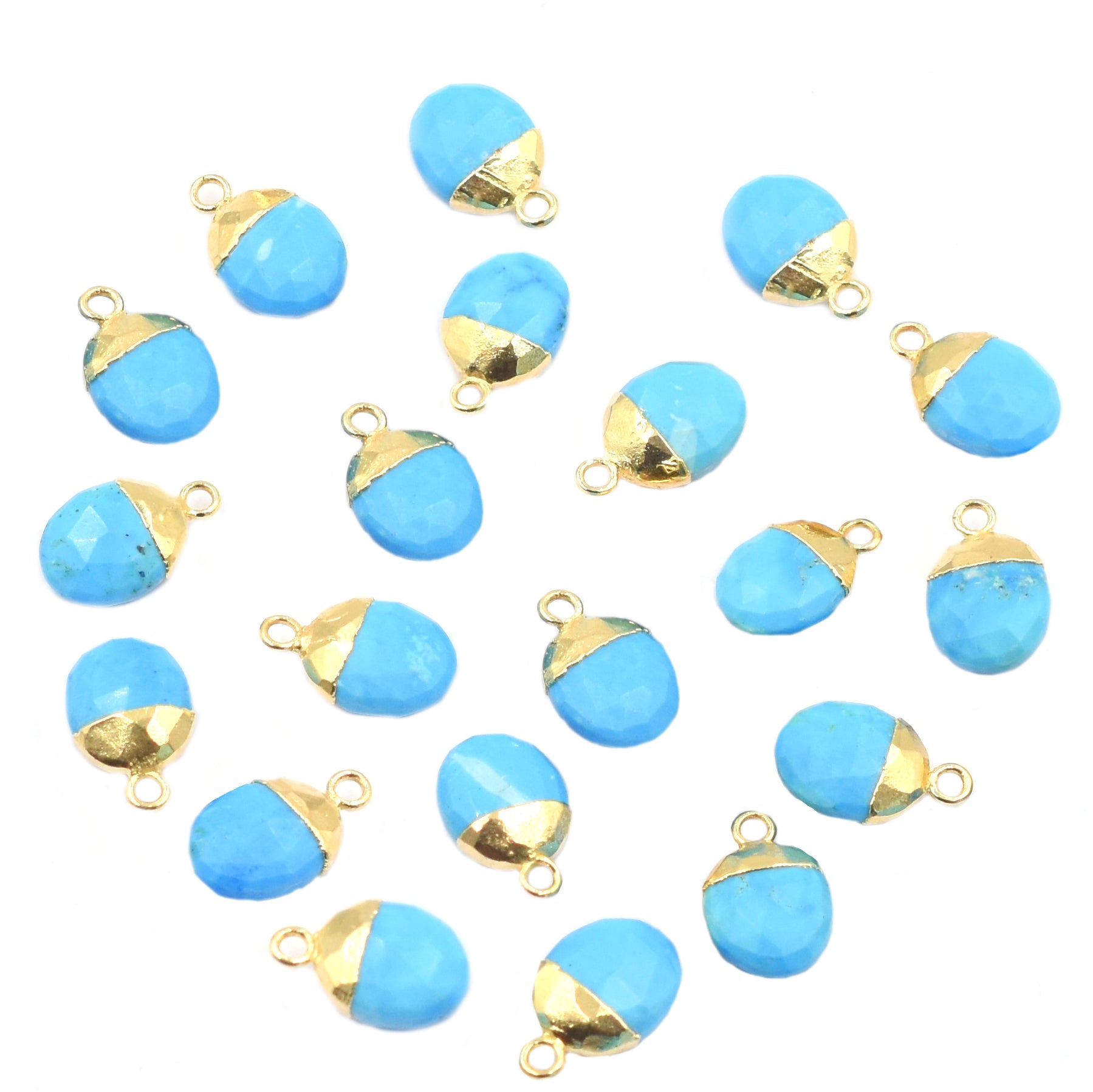 Howlite 10X8 MM Oval Shape Gold Electroplated Pendant (Set Of 2 Pcs)