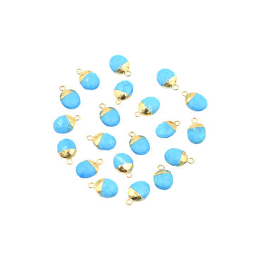 Howlite 10X8 MM Oval Shape Gold Electroplated Pendant (Set Of 2 Pcs)