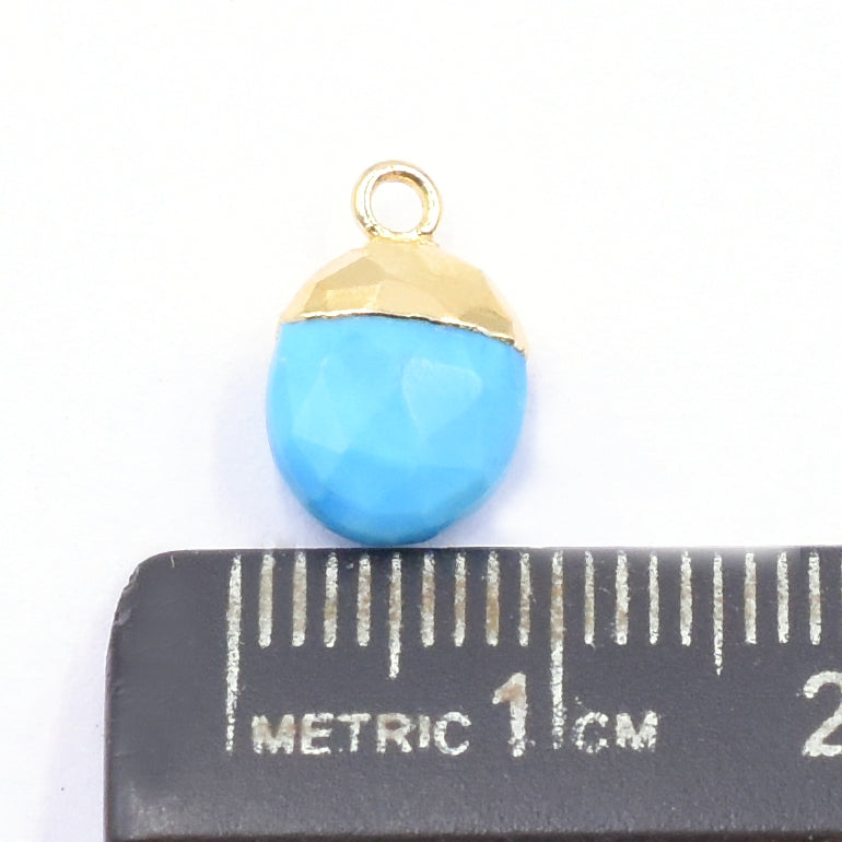Howlite 10X8 MM Oval Shape Gold Electroplated Pendant (Set Of 2 Pcs)