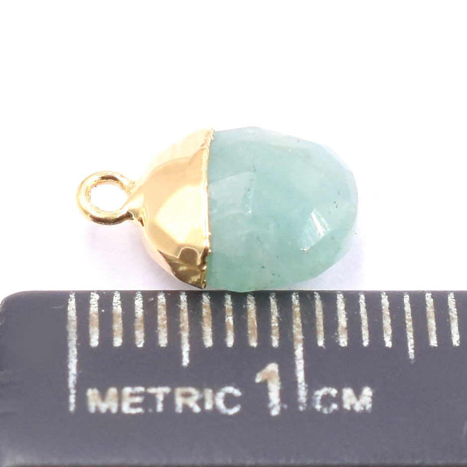 Amazonite 10X8 MM Oval Shape Gold Electroplated Pendant (Set Of 2 Pcs)
