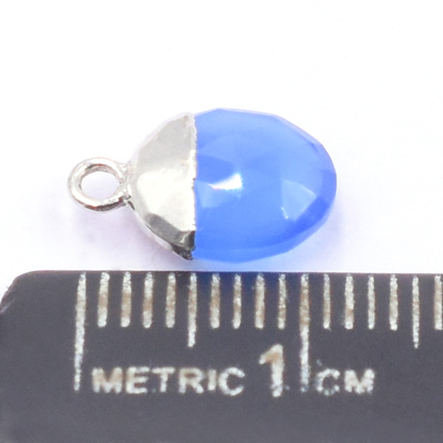 Blue Chalcedony 10X8 MM Oval Shape Rhodium Electroplated Pendant (Set Of 2 Pcs)