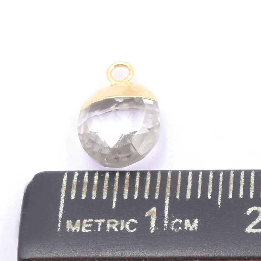Crystal Quartz 10X8 MM Oval Shape Gold Electroplated Pendant (Set Of 2 Pcs)