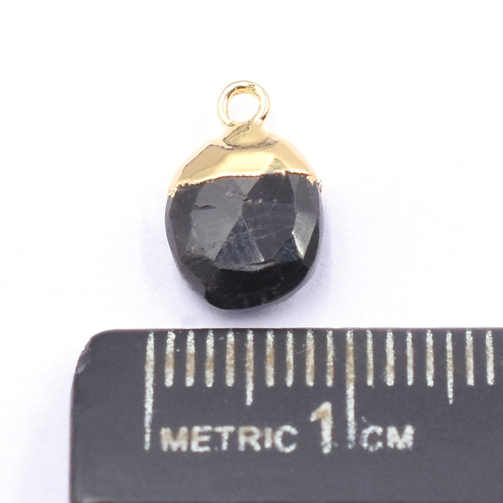 Hypersthene 10X8 MM Oval Shape Gold Electroplated Pendant (Set Of 2 Pcs)