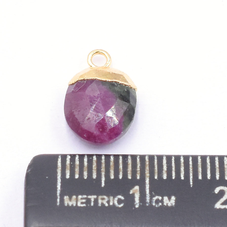 Ruby Zoisite Oval Shape 10 x 8 MM Gold Electroplated Pendant (Set Of 2 Pcs)