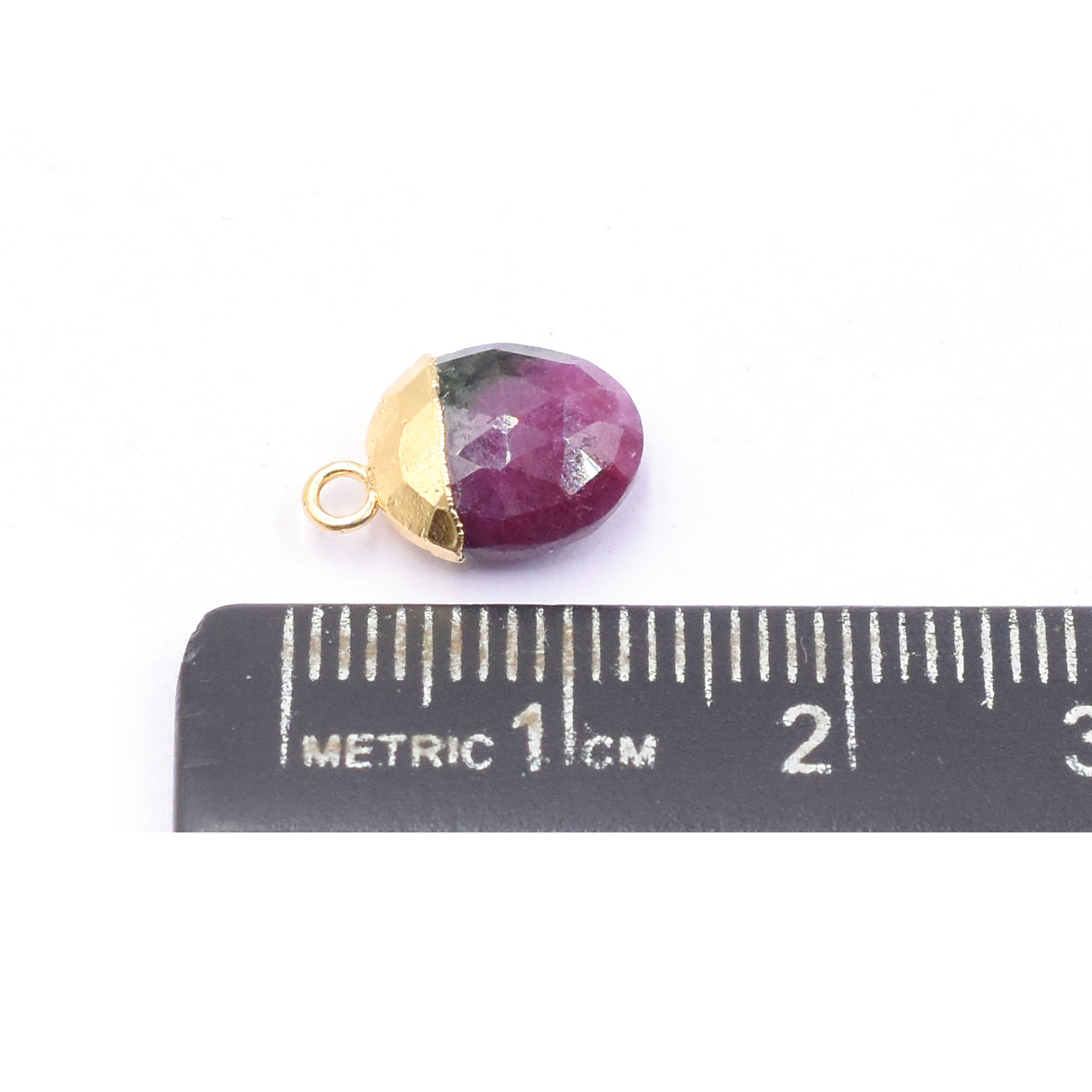 Ruby Zoisite Oval Shape 10 x 8 MM Gold Electroplated Pendant (Set Of 2 Pcs)