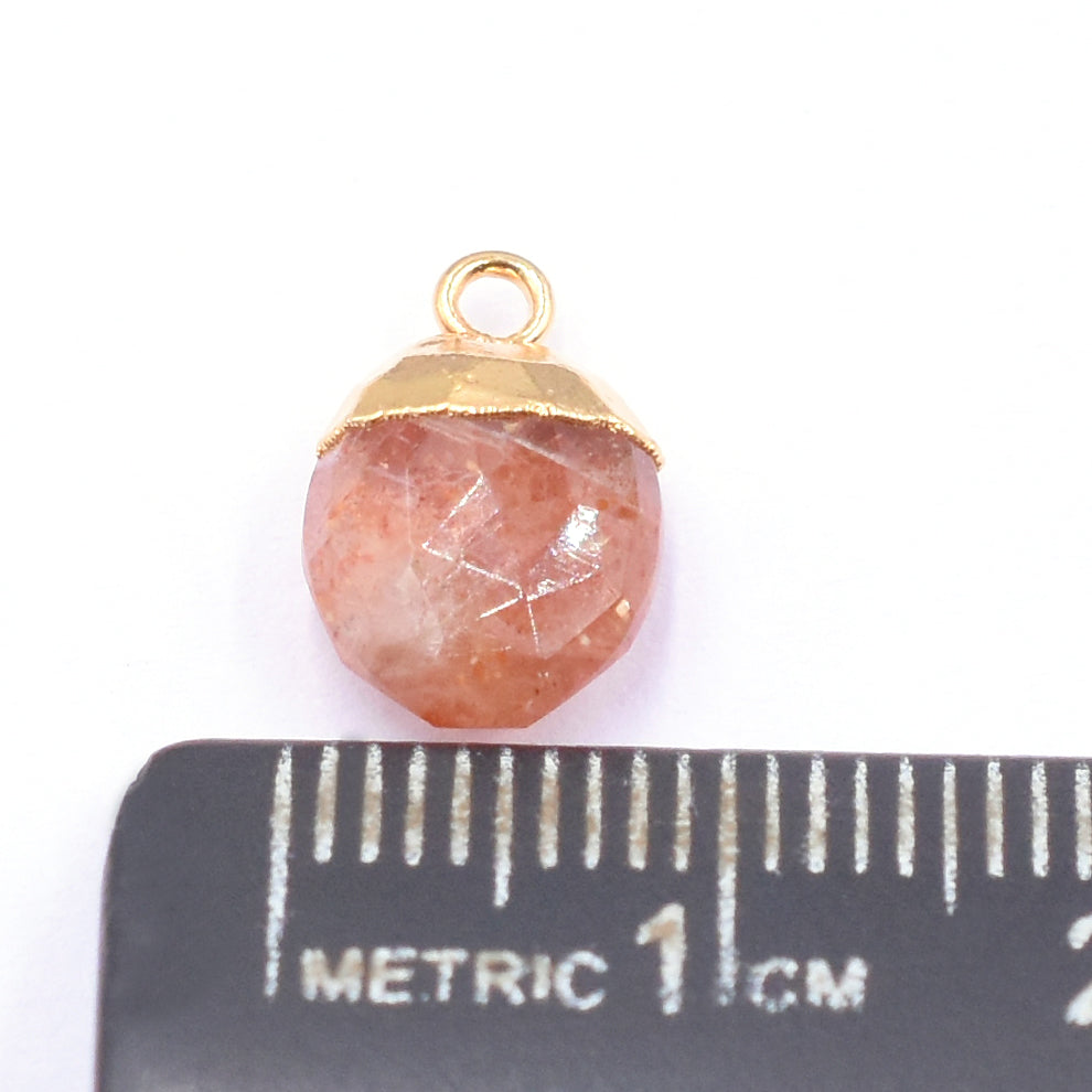 Sunstone 10X8 MM Oval Shape Gold Electroplated Pendant (Set Of 2 Pcs)
