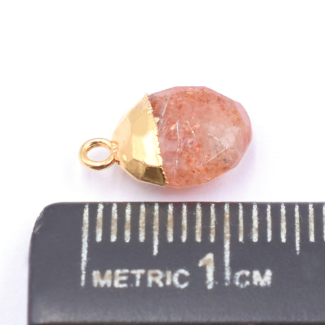 Sunstone 10X8 MM Oval Shape Gold Electroplated Pendant (Set Of 2 Pcs)