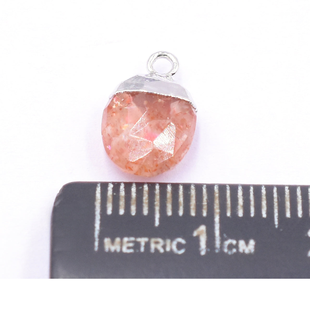 Sunstone 10X8 MM Oval Shape Rhodium Electroplated Pendant (Set Of 2 Pcs)