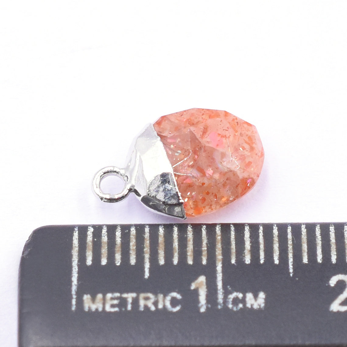 Sunstone 10X8 MM Oval Shape Rhodium Electroplated Pendant (Set Of 2 Pcs)