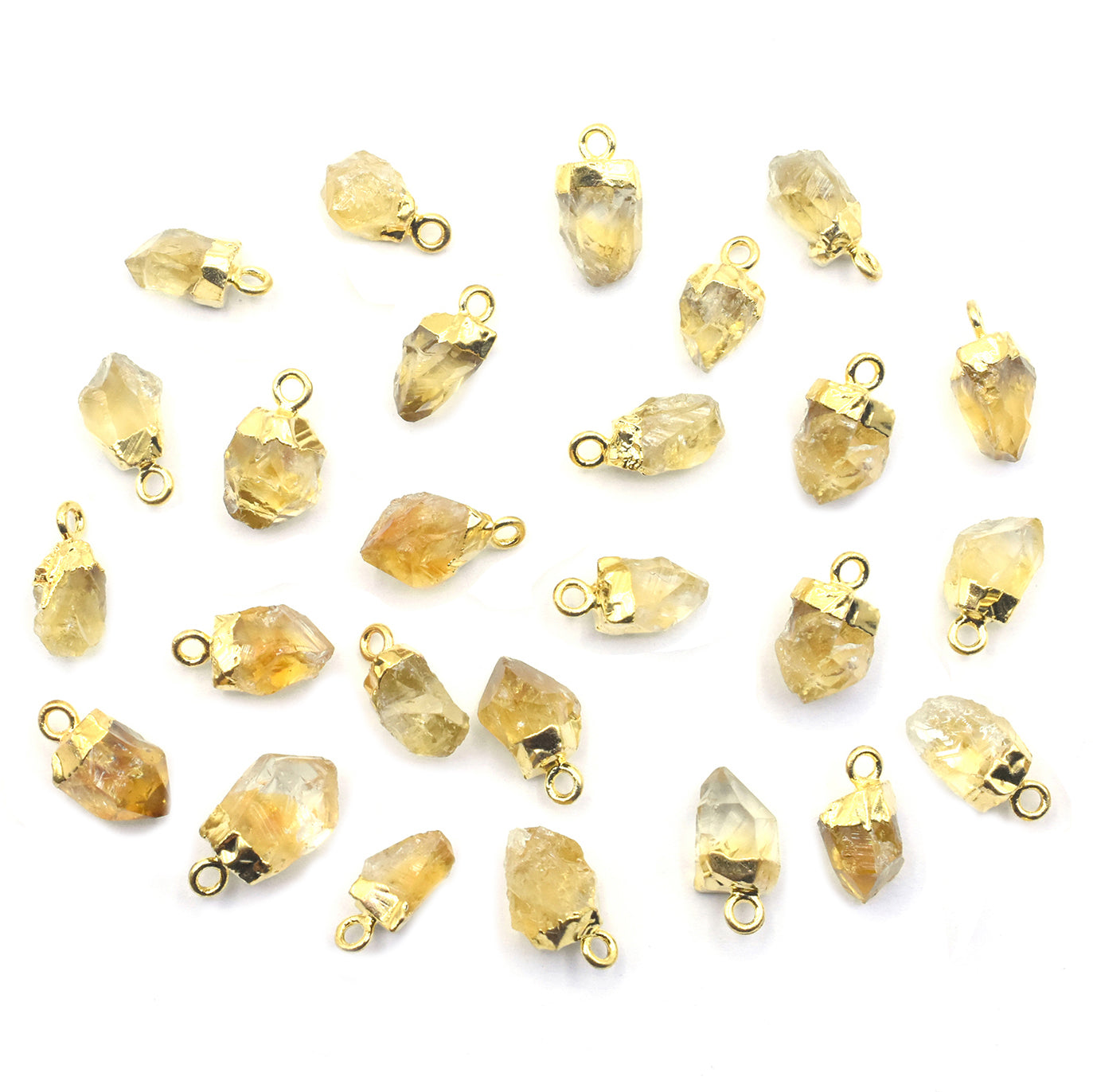 Citrine 8X5 To 9X6 MM Rough Shape Gold Electroplated Pendant (Set Of 2 Pcs)