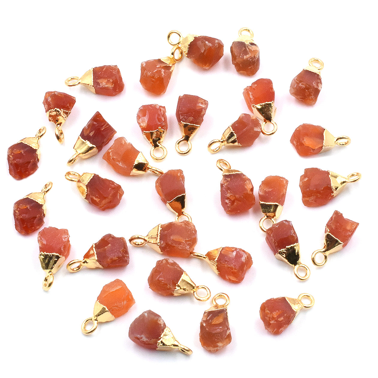 Red Agate 8X5 To 9X6 MM Rough Shape Gold Electroplated Pendant (Set Of 2 Pcs)