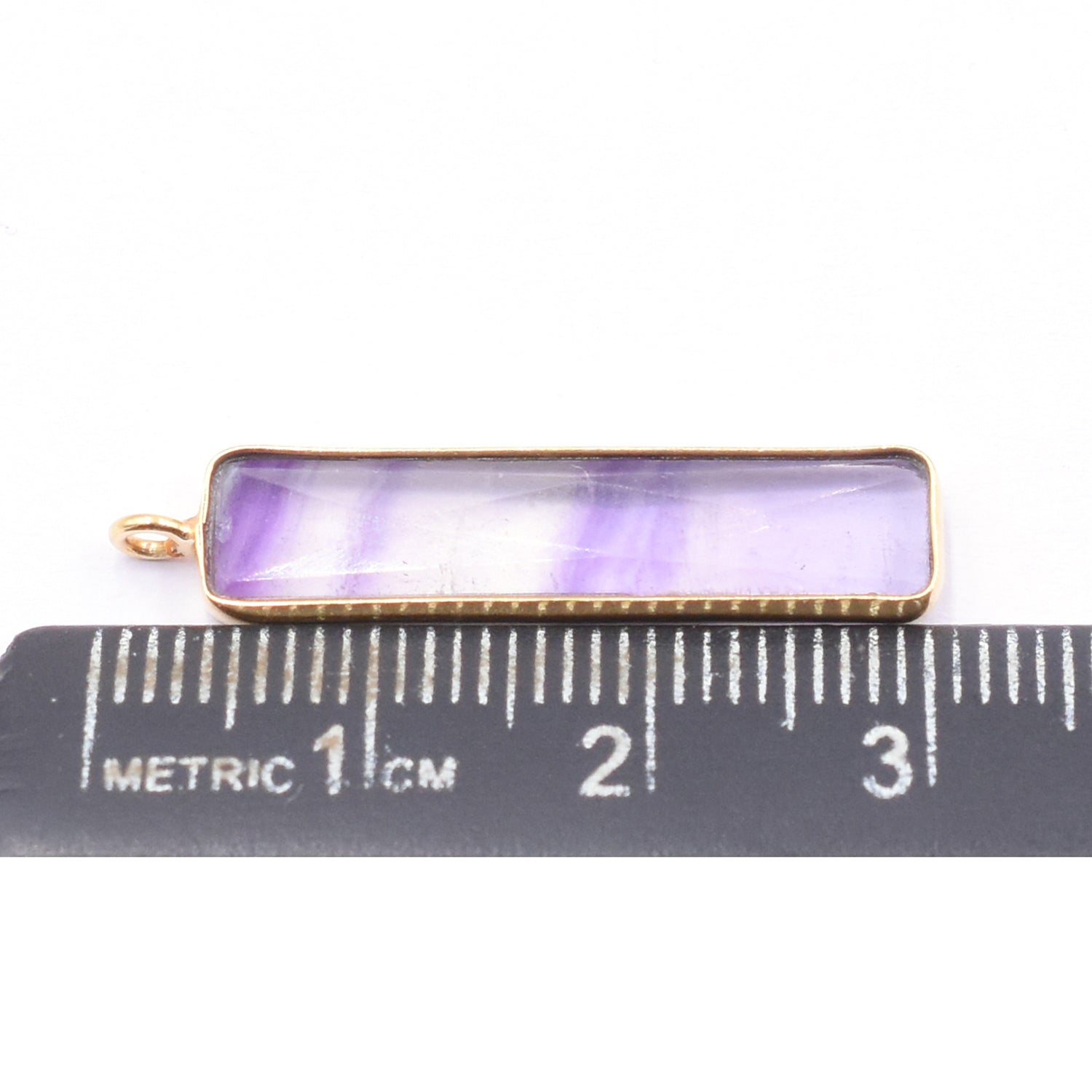 Fluorite 27X6 MM Rectangle Shape Silver Bezel Vermeil Pendant