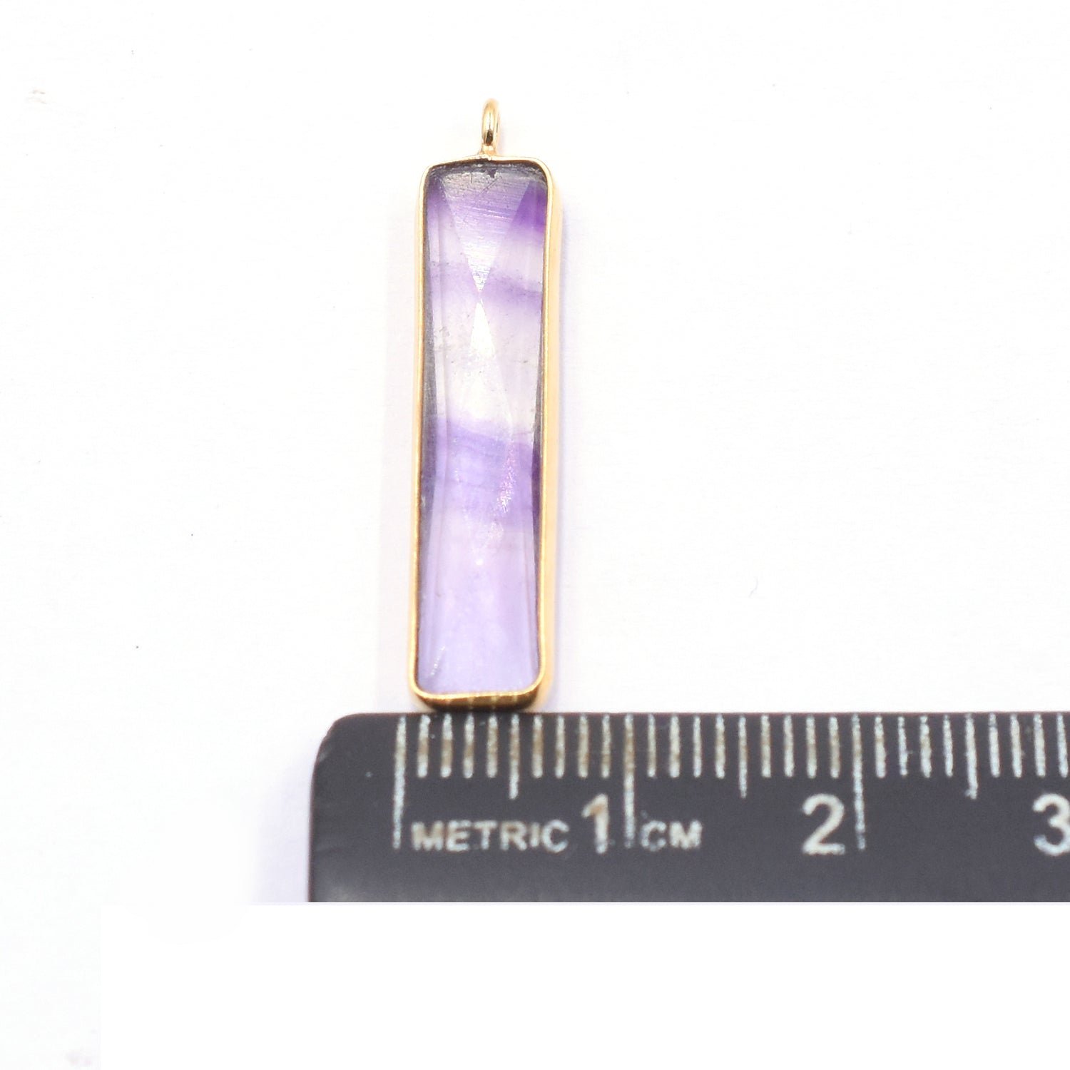 Fluorite 27X6 MM Rectangle Shape Silver Bezel Vermeil Pendant