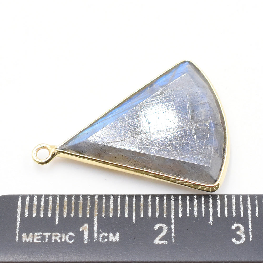 Labradorite 24X18 MM Triangle Shape Silver Bezel Vermeil Pendant