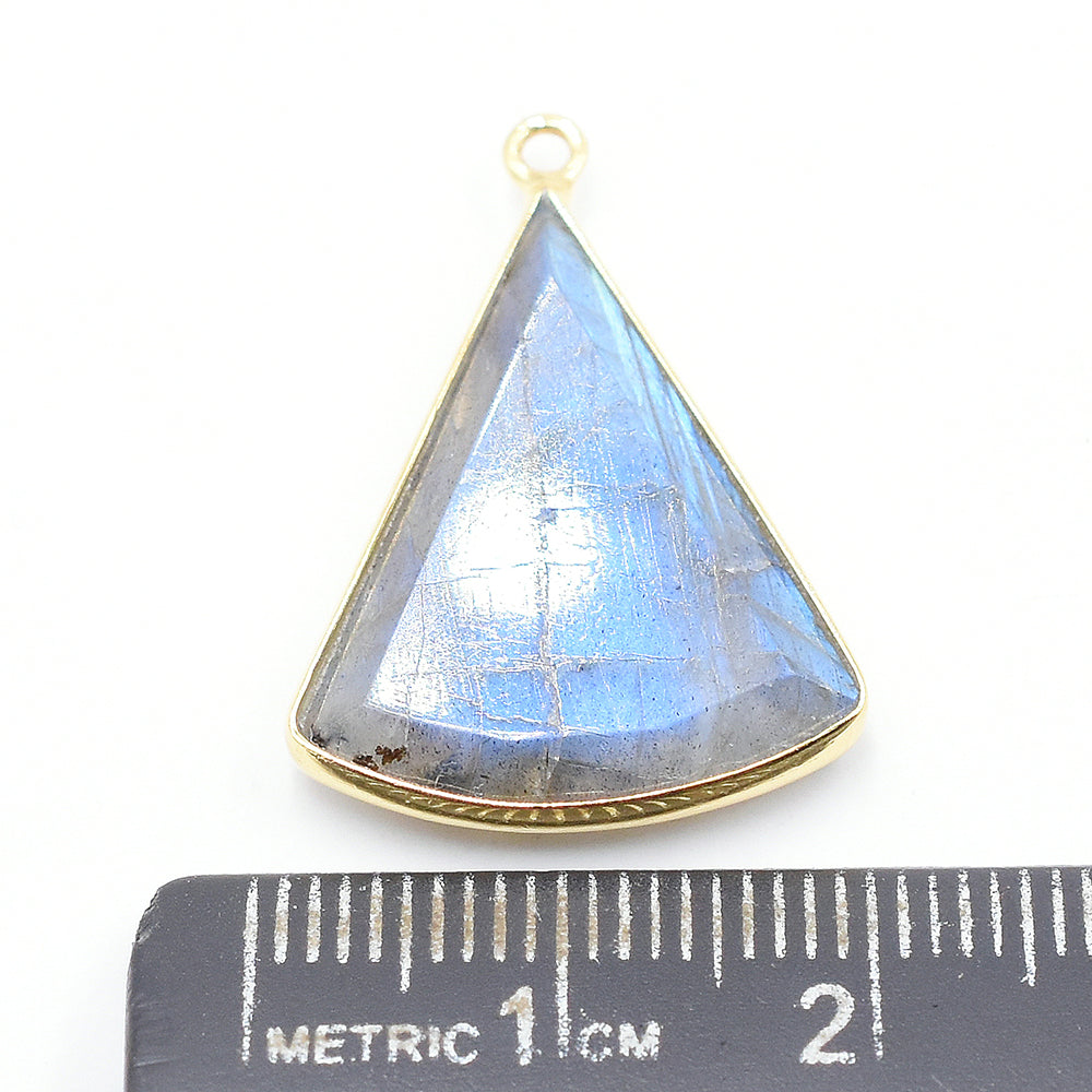 Labradorite 24X18 MM Triangle Shape Silver Bezel Vermeil Pendant