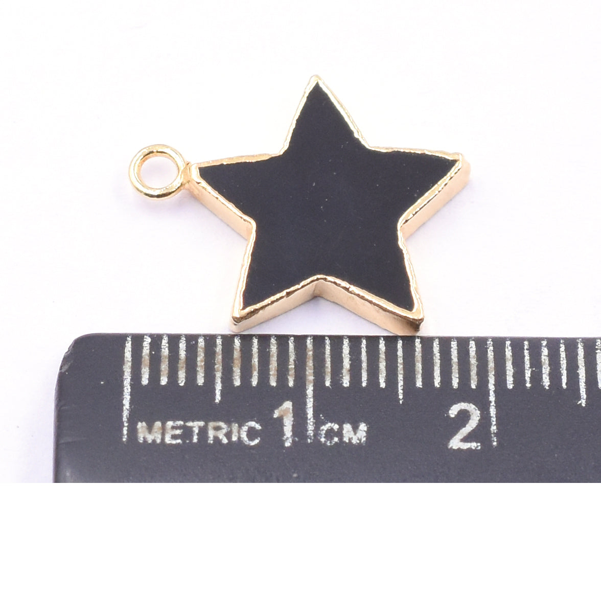 Black Onyx 16 MM Star Shape Gold Electroplated Pendant (Set Of 2 Pcs)