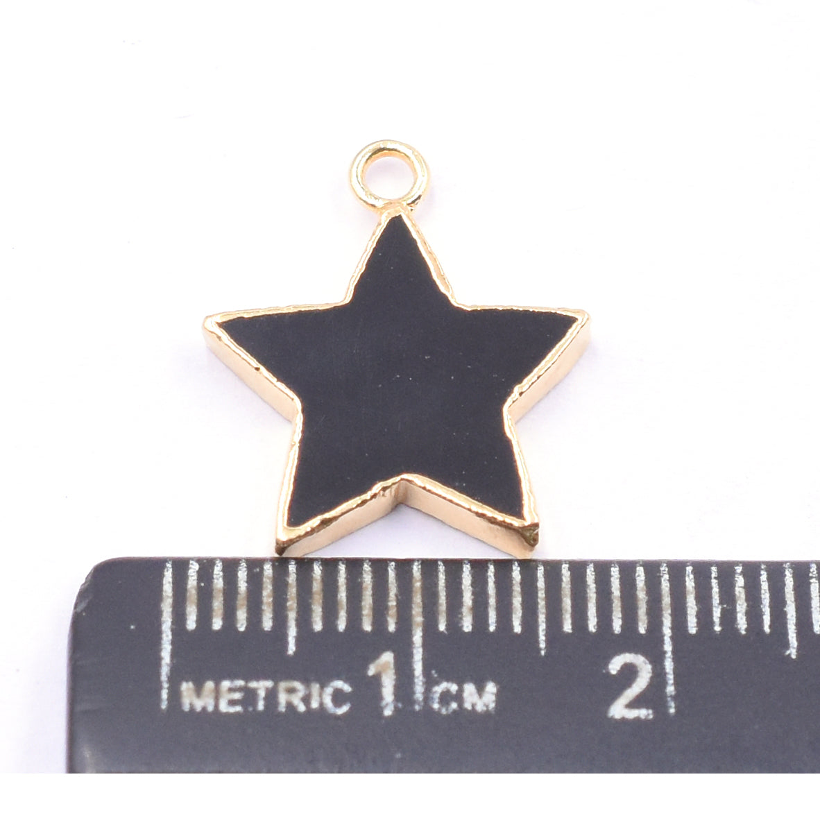 Black Onyx 16 MM Star Shape Gold Electroplated Pendant (Set Of 2 Pcs)
