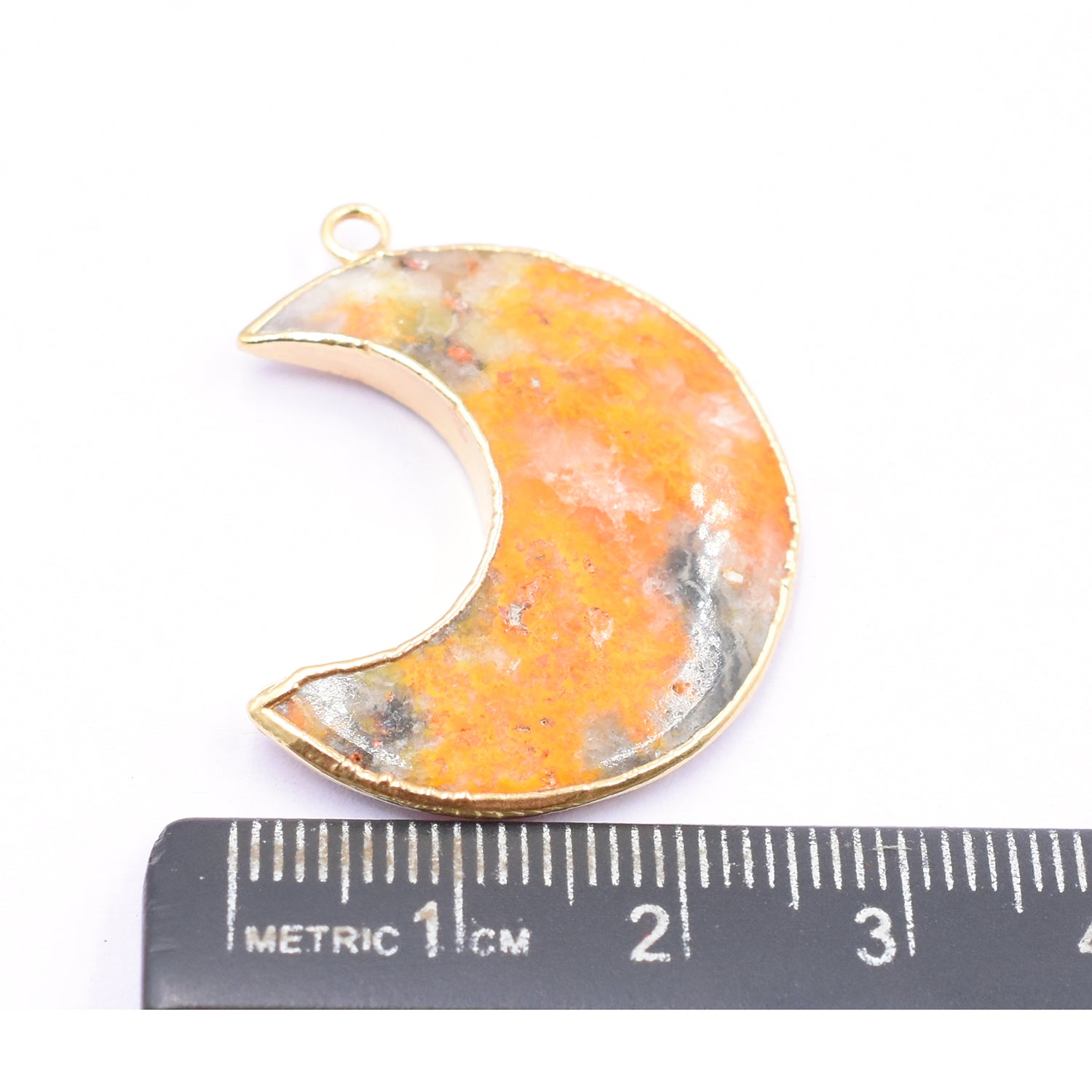 Bumble Bee Jasper 25 To 28 MM Moon Shape Gold Electroplated Pendant