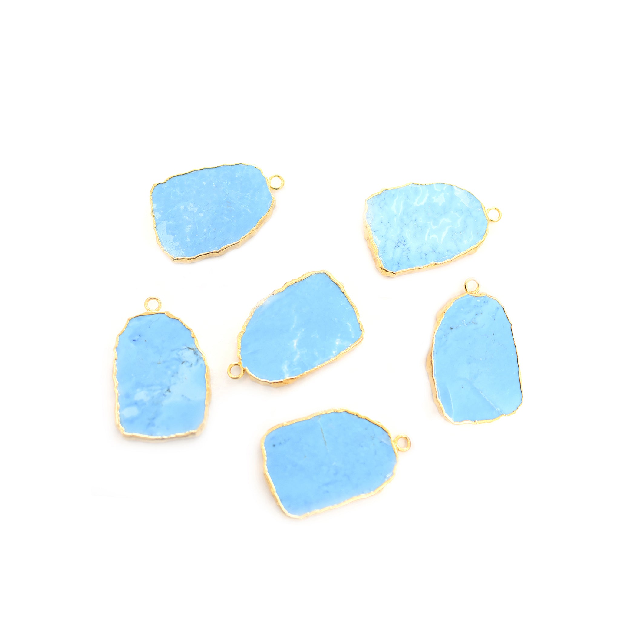 Howlite 31X22 MM Uneven Shape Gold Electroplated Pendant