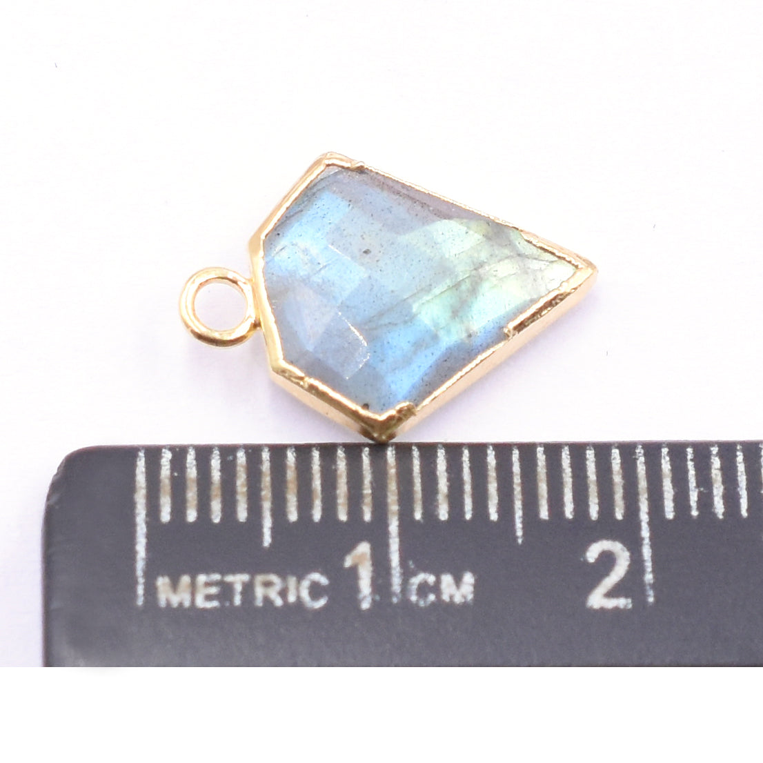 Labradorite 12 MM Diamond Shape Gold Electroplated Pendant