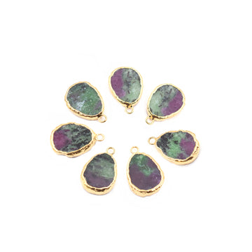 Ruby Zoisite 18X14 MM Pear Shape Gold Electroplated Pendant