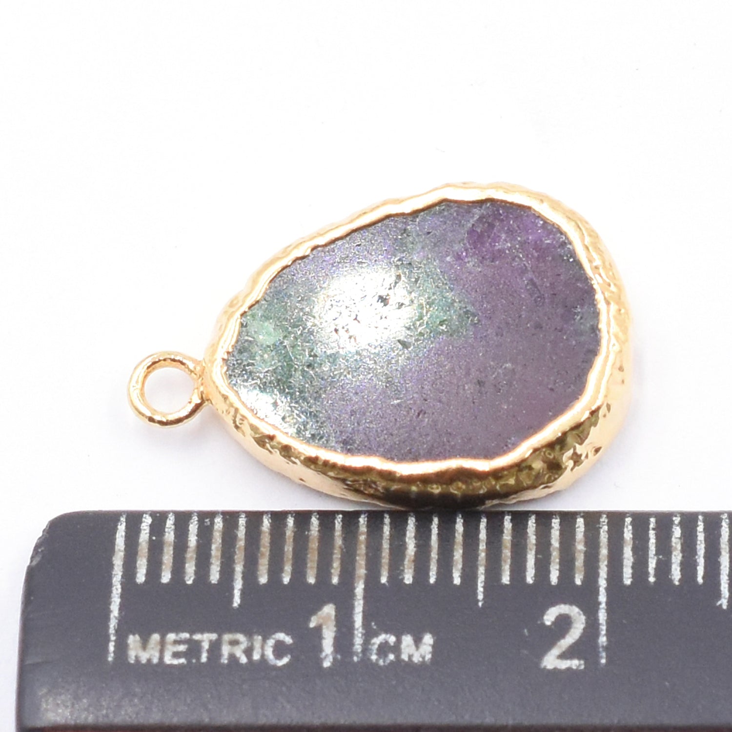 Ruby Zoisite 18X14 MM Pear Shape Gold Electroplated Pendant