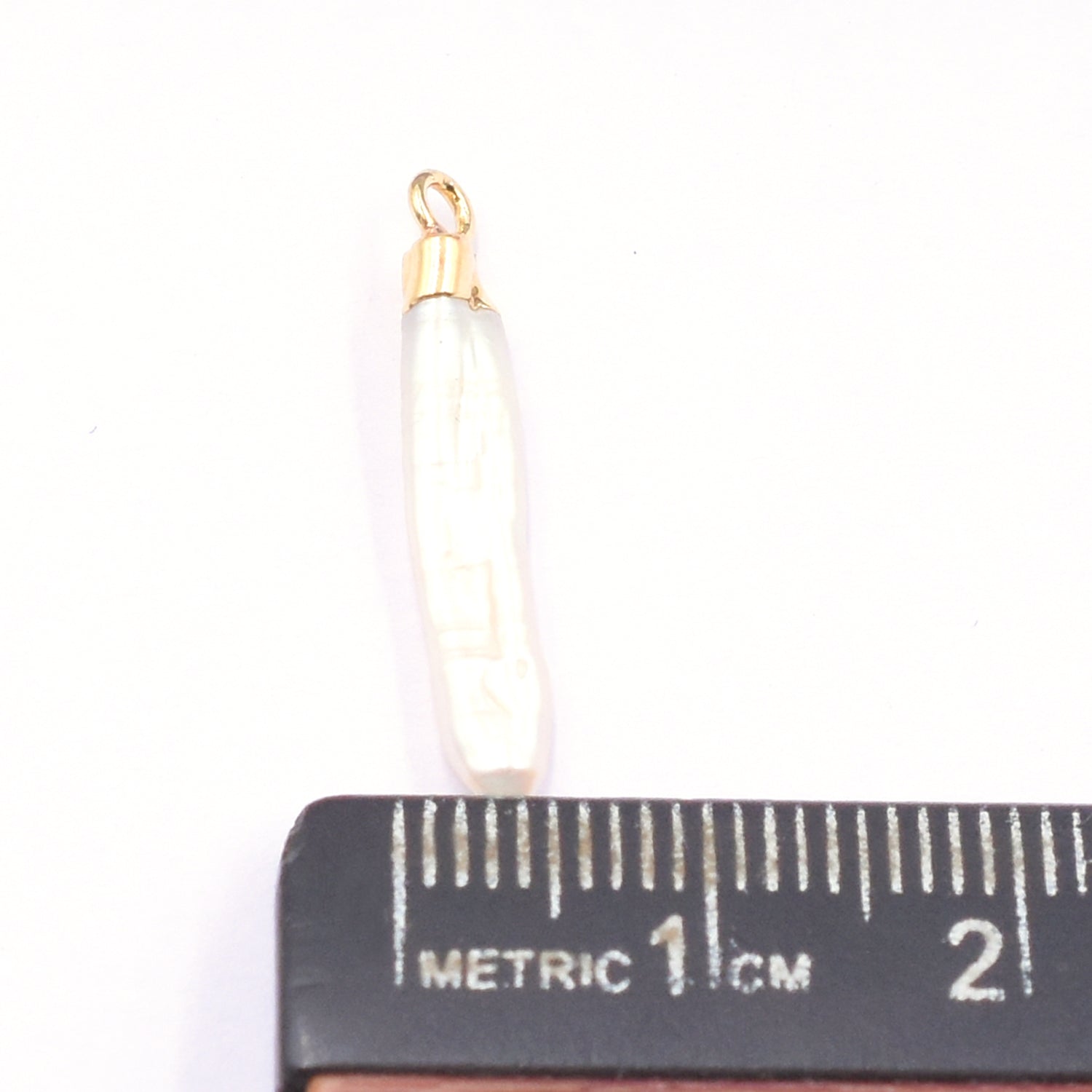 Fresh Water Pearl 16X3 To 20X3 MM Pencil Shape Gold Electroplated Pendant (Set Of 2 Pcs)