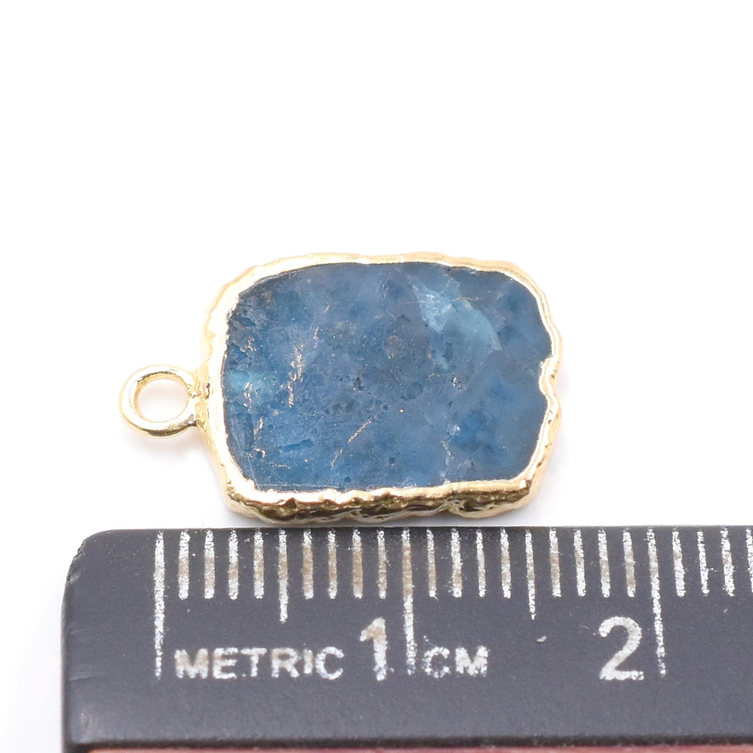 Blue Apatite 14X10 MM Rectangle Shape Gold Electroplated Pendant