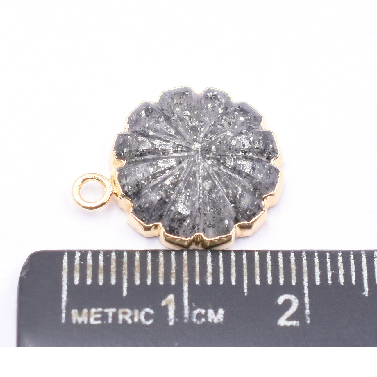 Black Sunstone 13 To 15 MM Carve Round Shape Gold Electroplated Pendant