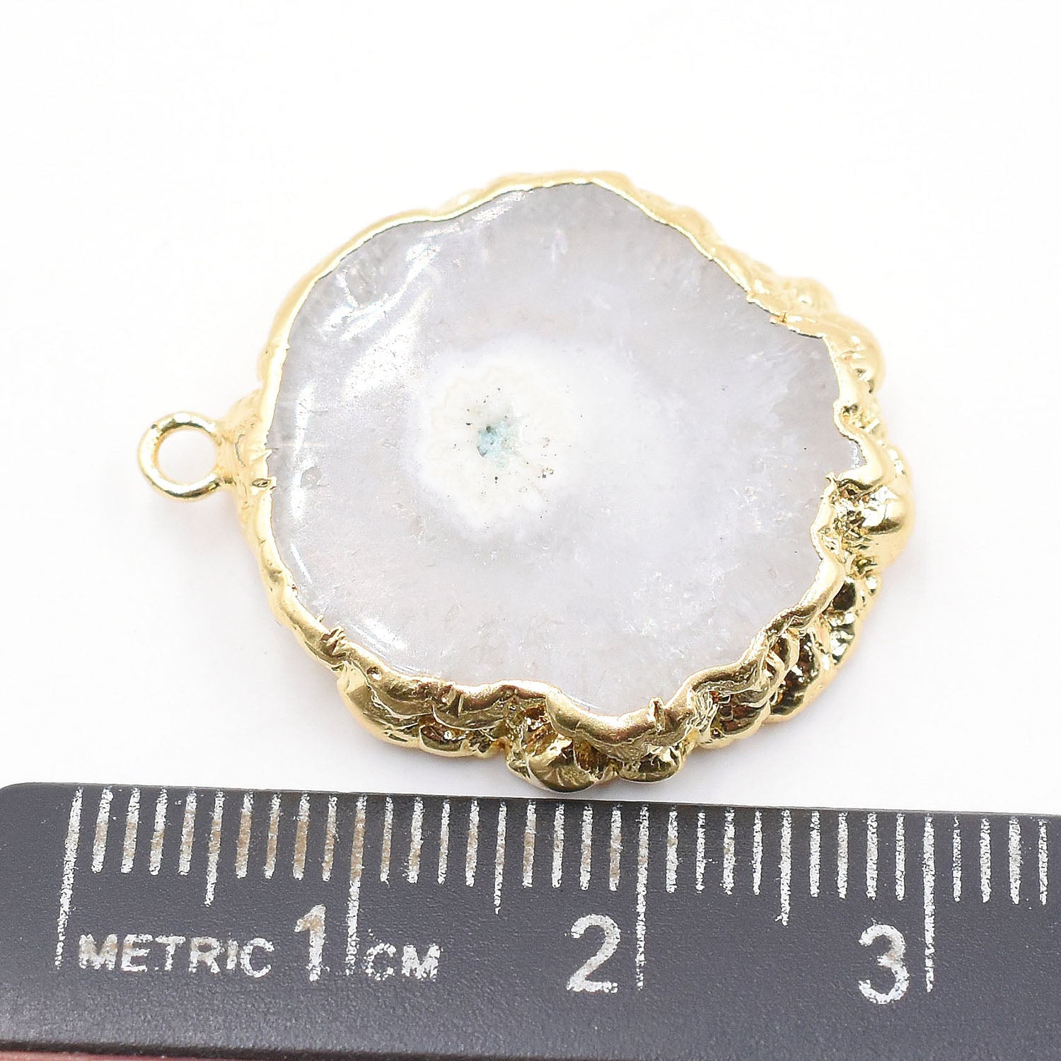 Solar Quartz 20 To 24 MM Round Shape Gold Electroplated Pendant