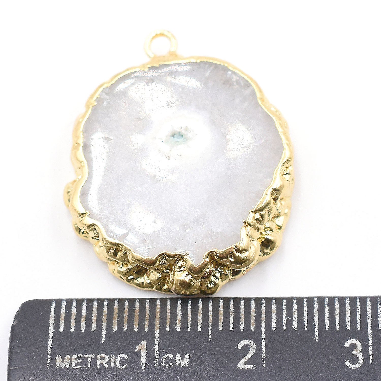 Solar Quartz 20 To 24 MM Round Shape Gold Electroplated Pendant