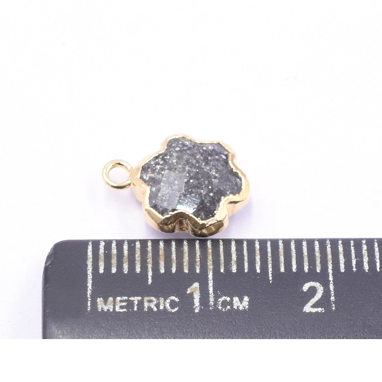 Black Sunstone 10 To 11 MM Clover Leaf Shape Gold Electroplated Pendant (Set Of 2 Pcs)