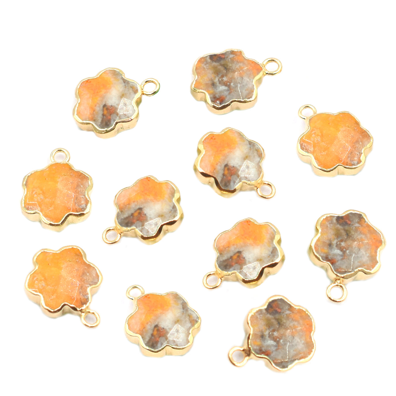 Unique Bumble Bee Jasper clover pendant in gold frame
