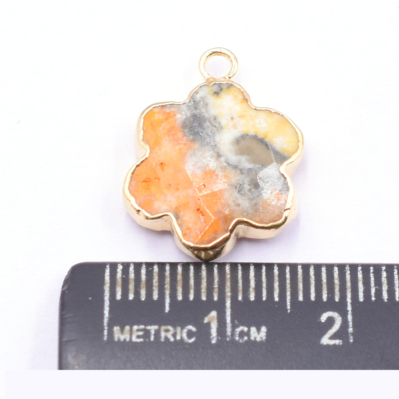 Bumble Bee Jasper 13 To 15 MM Clover Leaf Shape Gold Electroplated Pendant