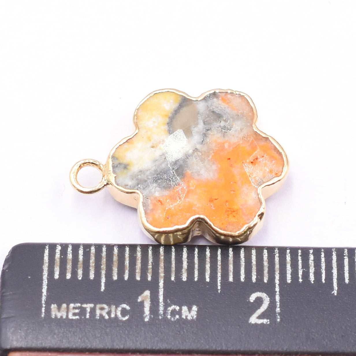 Bumble Bee Jasper 13 To 15 MM Clover Leaf Shape Gold Electroplated Pendant