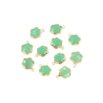 Chrysoprase Chalcedony 10 To 11 MM Clover Leaf Shape Gold Electroplated Pendant (Set Of 2 Pcs)