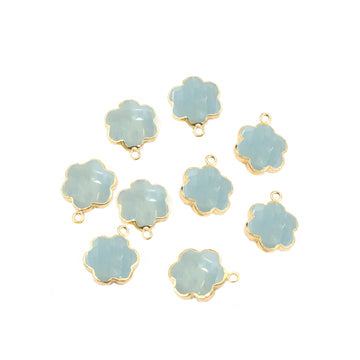 Aquamarine 13 To 15 MM Clover Leaf Shape Gold Electroplated Pendant