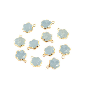 Aquamarine 10 To 11 MM Clover Leaf Shape Gold Electroplated Pendant (Set Of 2 Pcs)