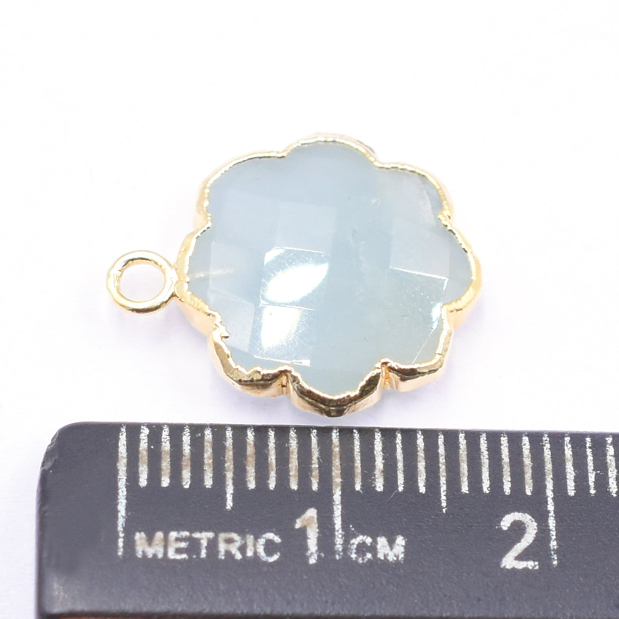 Aquamarine 13 To 15 MM Clover Leaf Shape Gold Electroplated Pendant