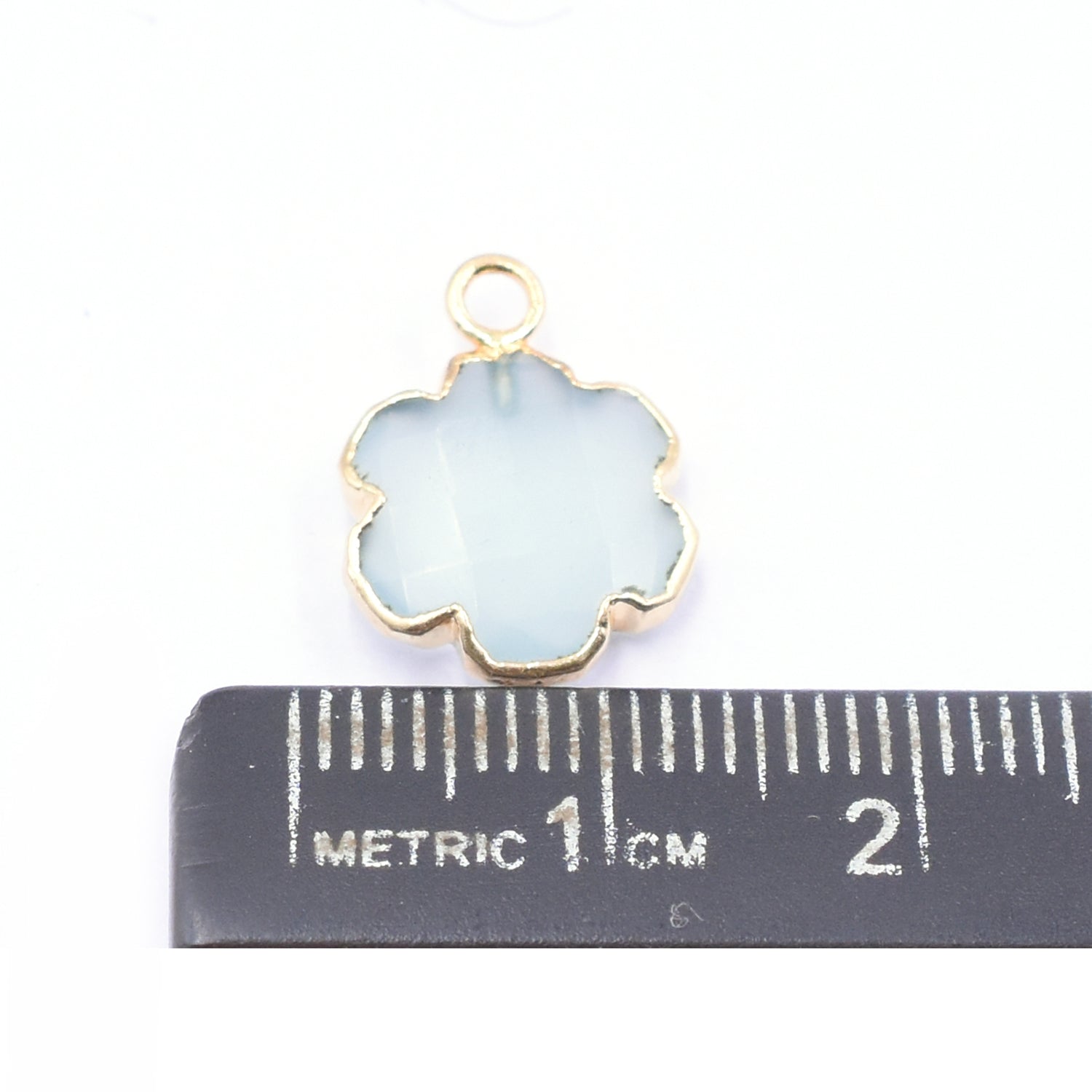 Gold edged aqua chalcedony barrel connector