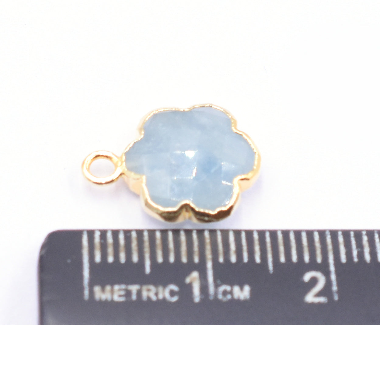 Aquamarine 10 To 11 MM Clover Leaf Shape Gold Electroplated Pendant (Set Of 2 Pcs)