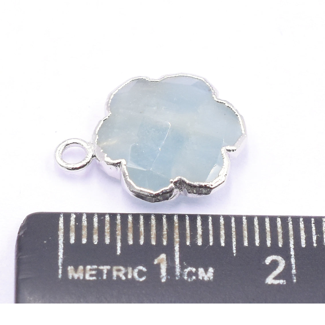 Aquamarine 10 To 11 MM Clover Leaf Shape  Rhodium Electroplated Pendant (Set Of 2 Pcs)