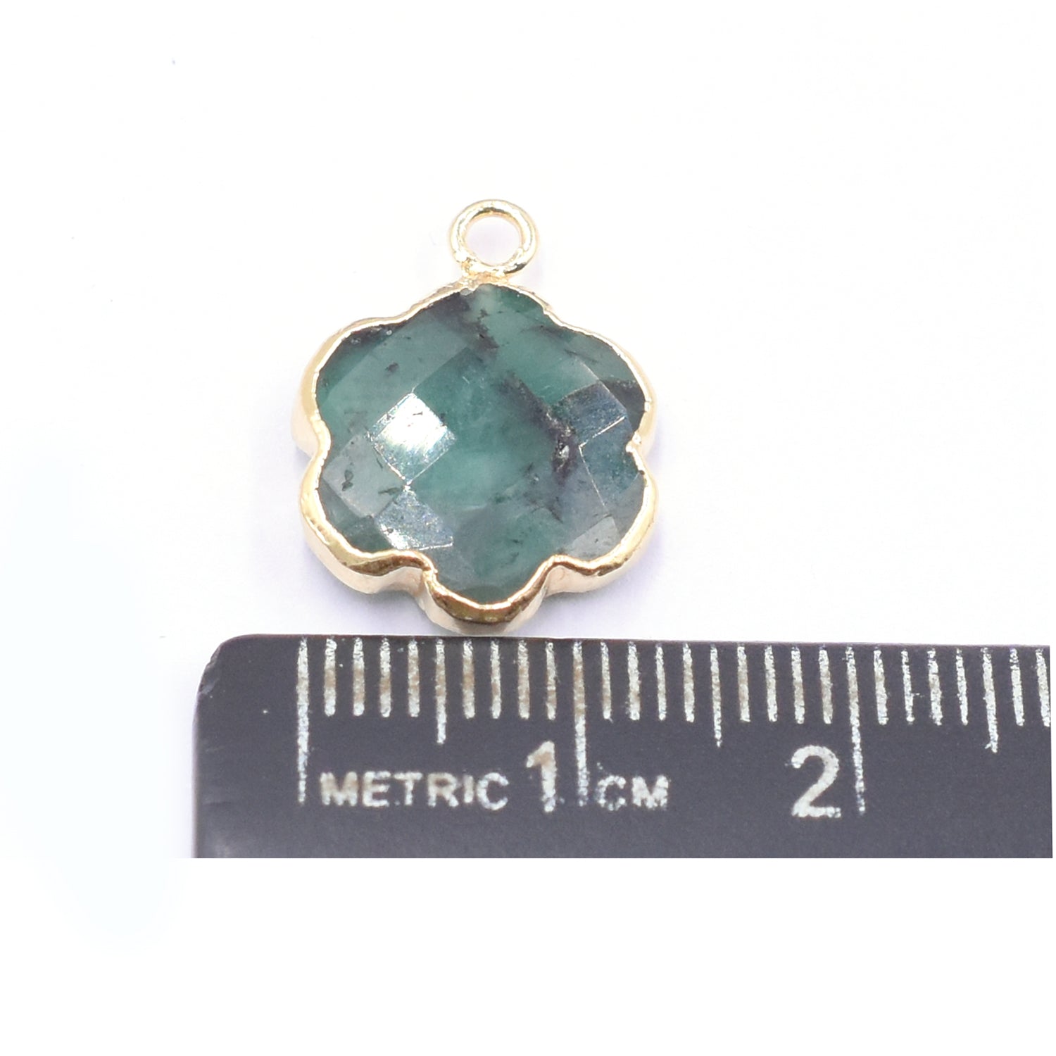 Raw Emerald 13 To 15 MM Clover Leaf Shape Gold Electroplated Pendant