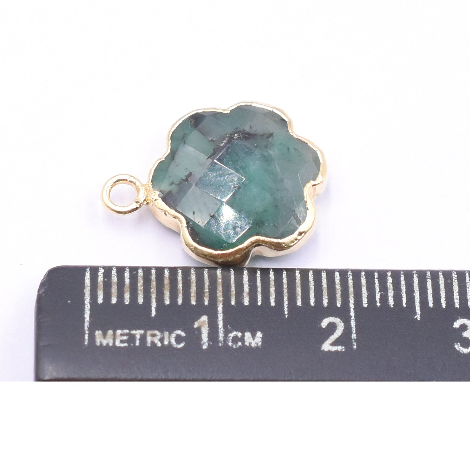 Raw Emerald 13 To 15 MM Clover Leaf Shape Gold Electroplated Pendant