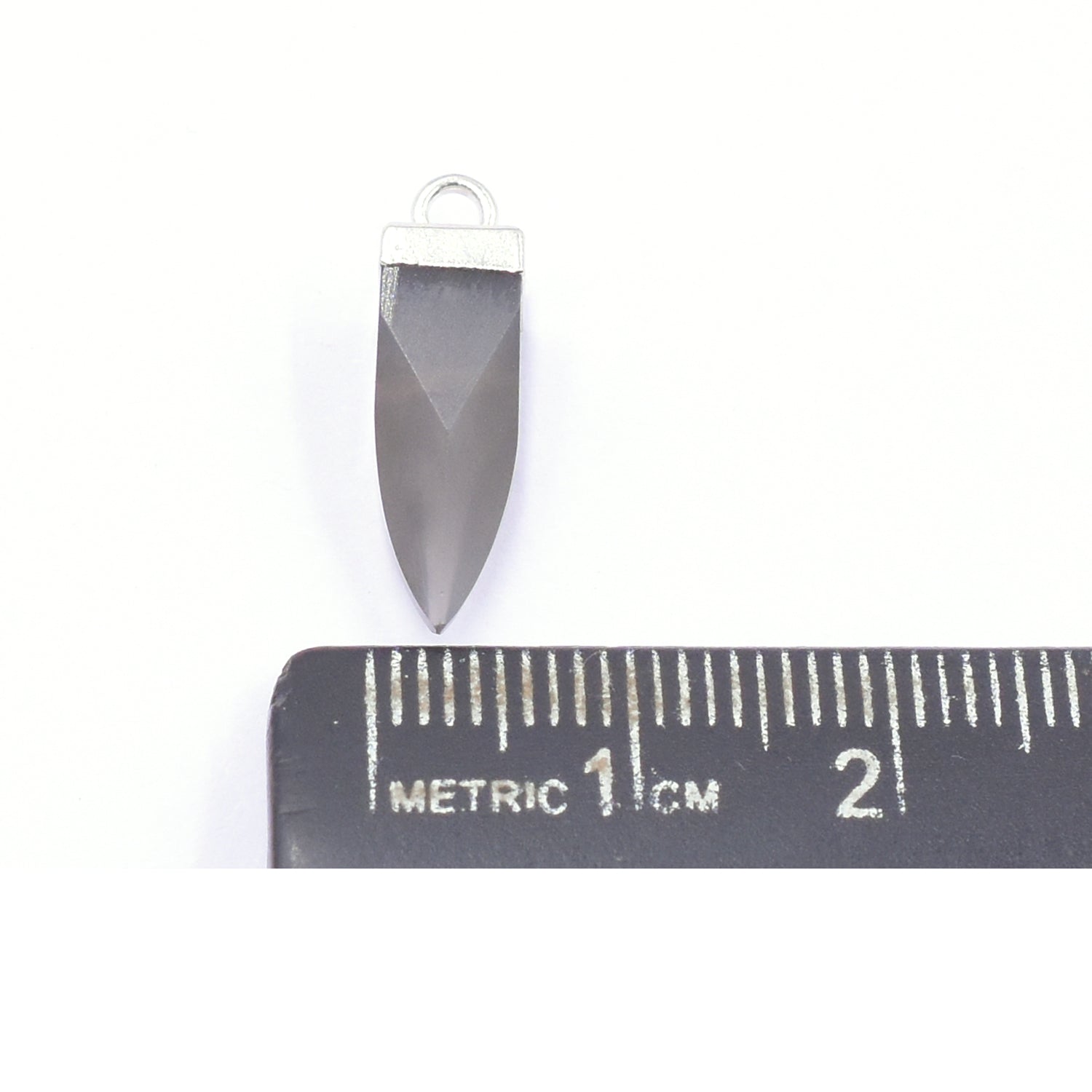 Gray Moonstone 16X5 MM Spike Shape Rhodium Electroplated Pendant (Set Of 2 Pcs)