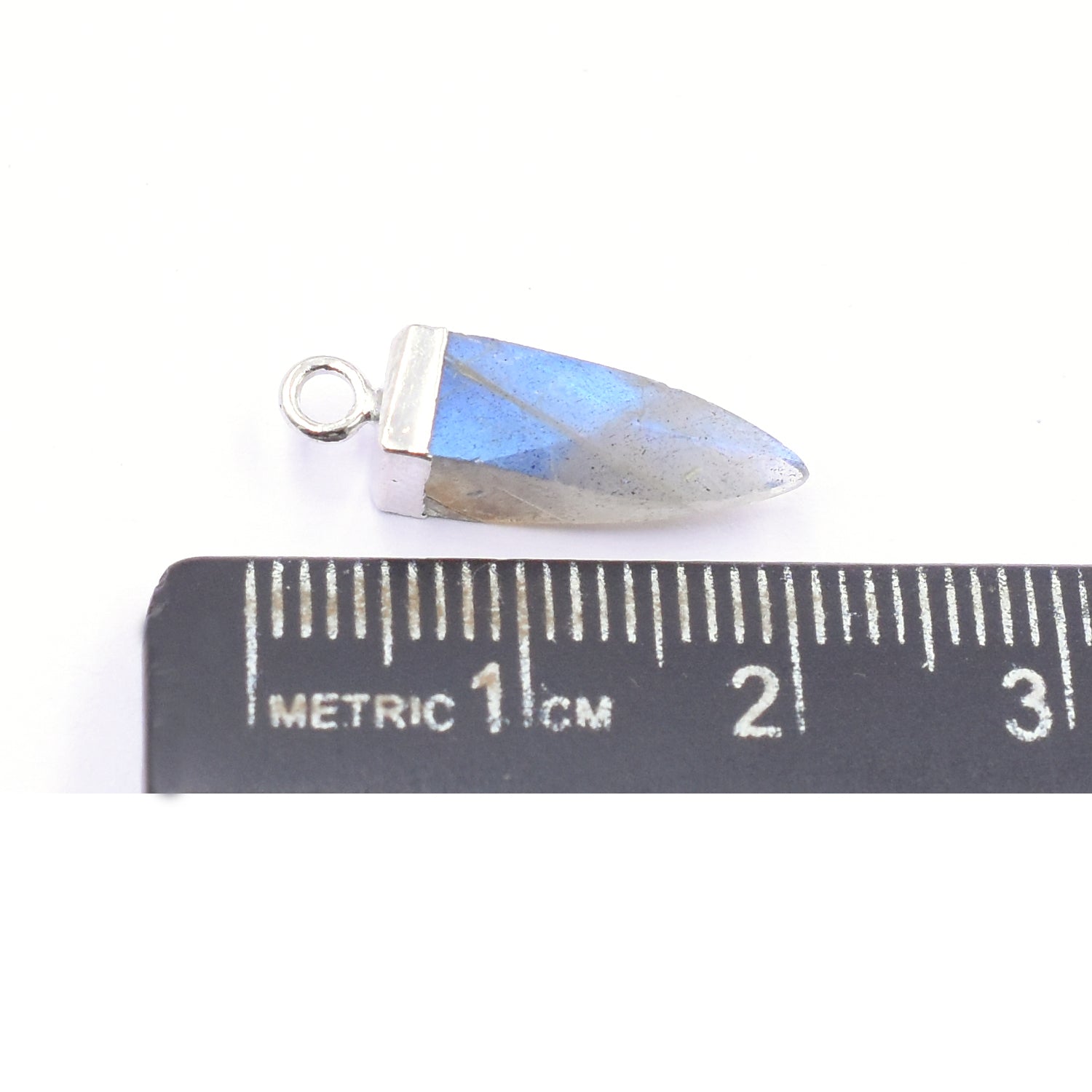 Labradorite 16X5 MM Spike Shape Rhodium Electroplated Pendant (Set Of 2 Pcs)